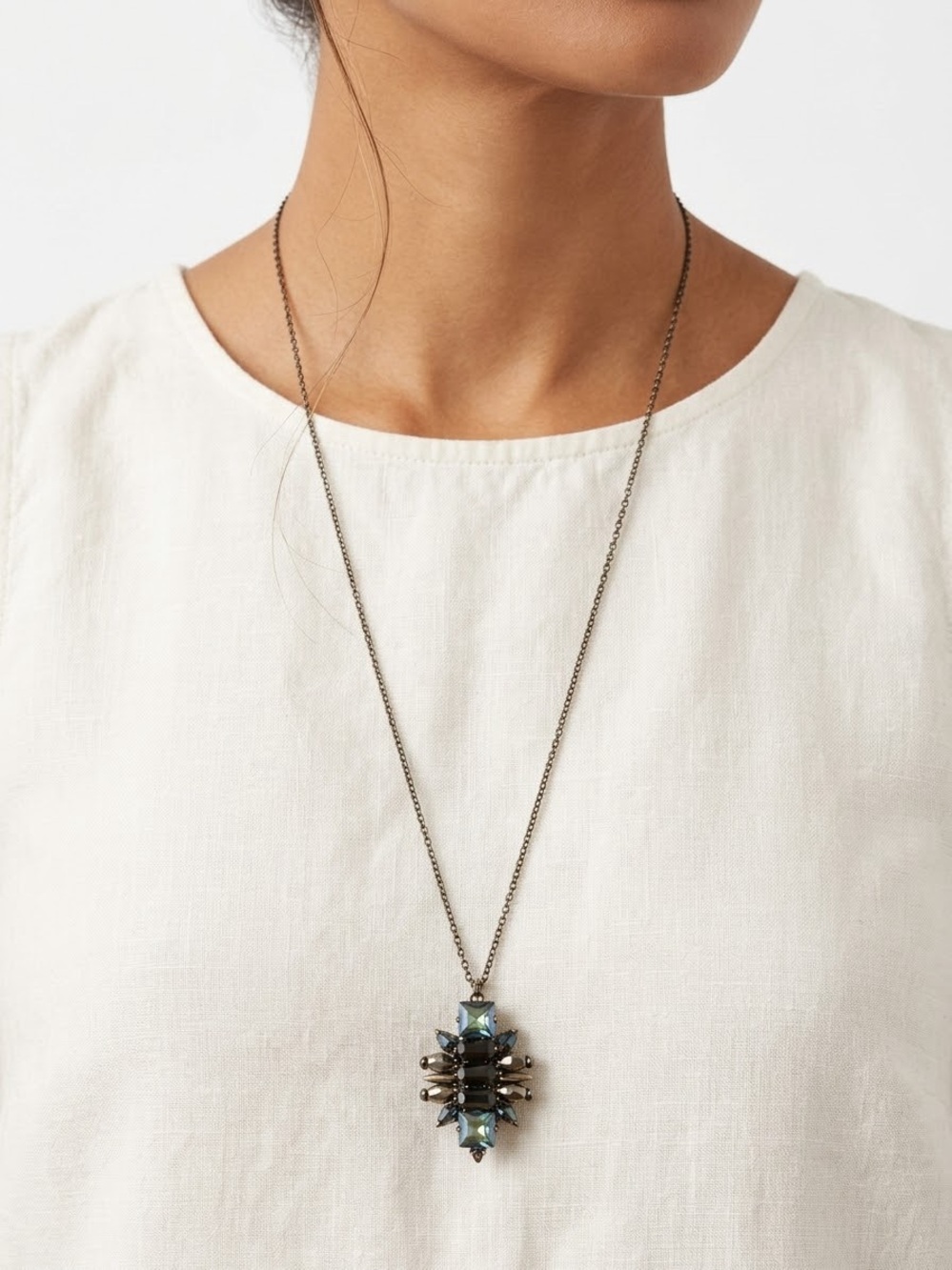 J Crew New With Tags Iridescent Stone Pendant Necklace